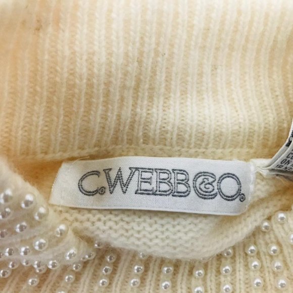 C. Webb Vintage Small Cable Knit Beaded Lambswool Sweater - Picture 5 of 9
